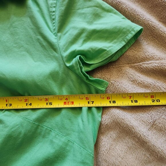 ATTENTION green collared shirt short sleeve button-up front Sz S preppy classic - Picture 7 of 8